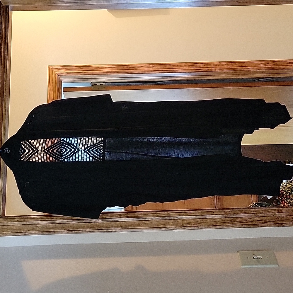 B'leev Black Crochet 1X Cardigan